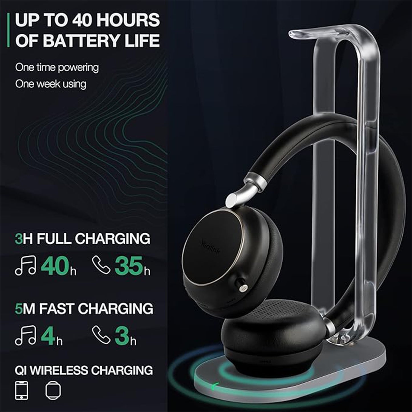 Yealink BH76 Headset with Qi Charging Stand